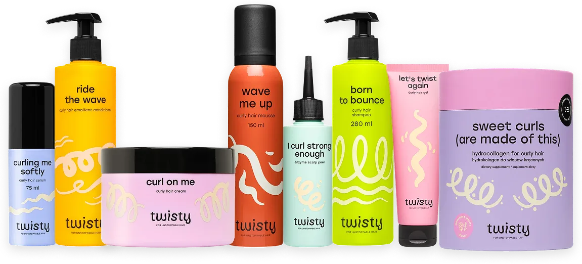Pełna linia produktów Twisty do pielęgnacji loków – szampony, odżywki, stylizacja i kuracje